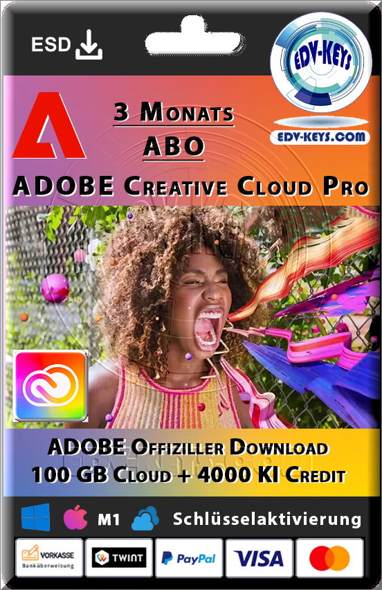 Adobe Creative Cloud All Apps WIN/MAC 3 Monate ABO PC/MAC