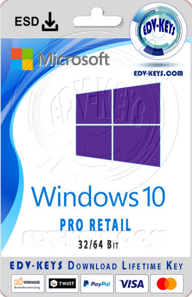 Windows 10 Pro-Retail 32/64 Bit